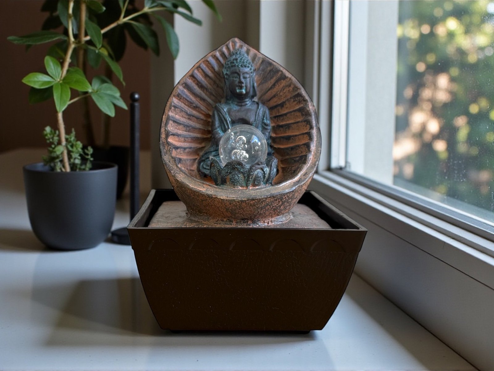915I - Fuente Buda caracola c/luz 18 cm