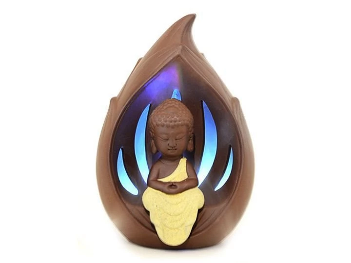 651U - Porta Conos Niño Buda c/led 17 cm