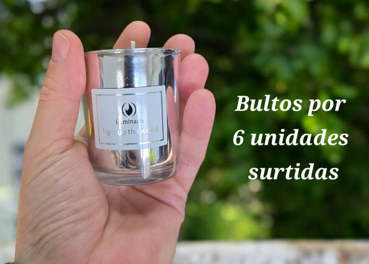 076R - 6 Vasos Plata Cera Veg. Aromaticos 6x5cm