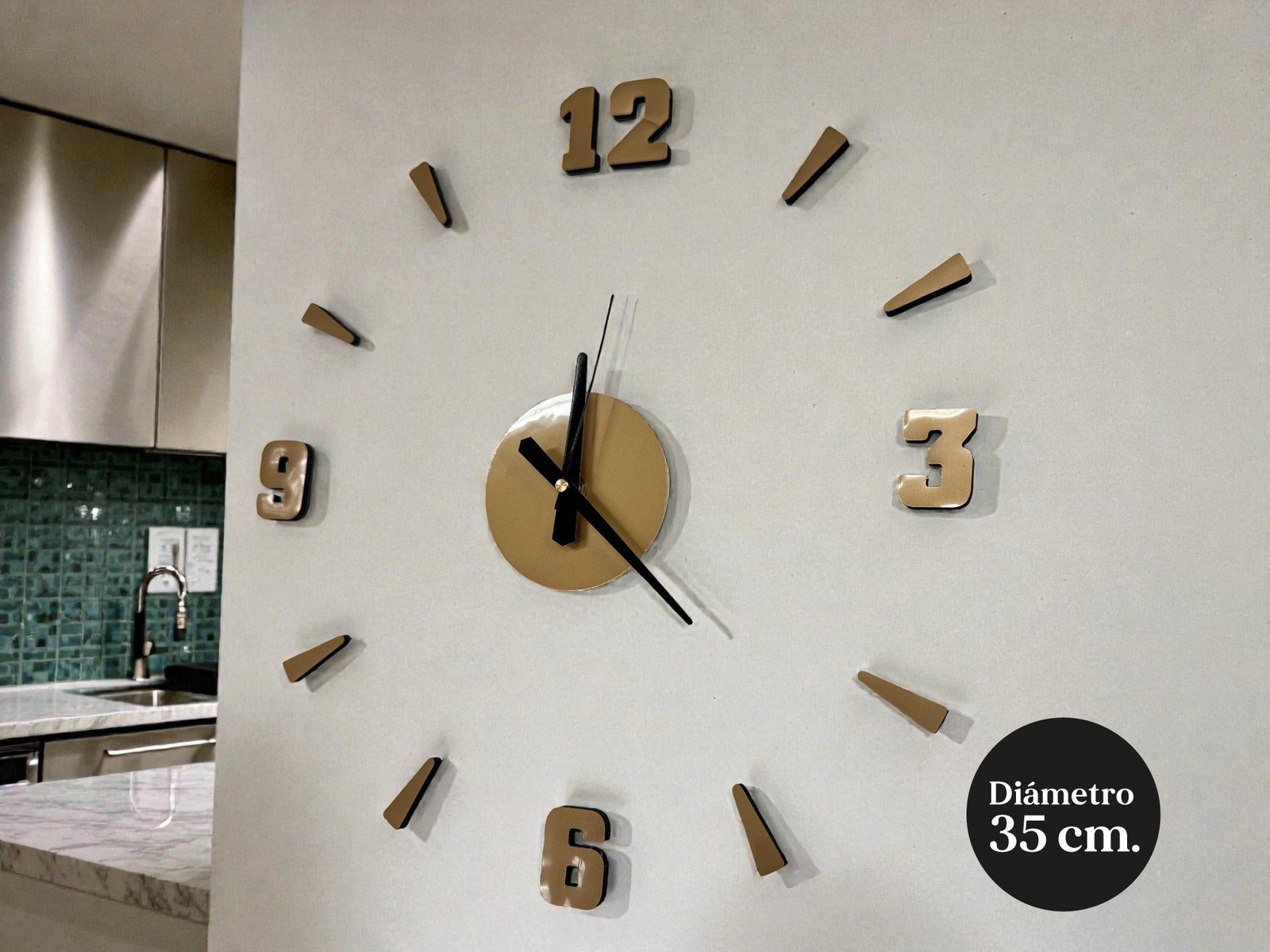793A - Reloj Auto adhesivo Oro 35 cm