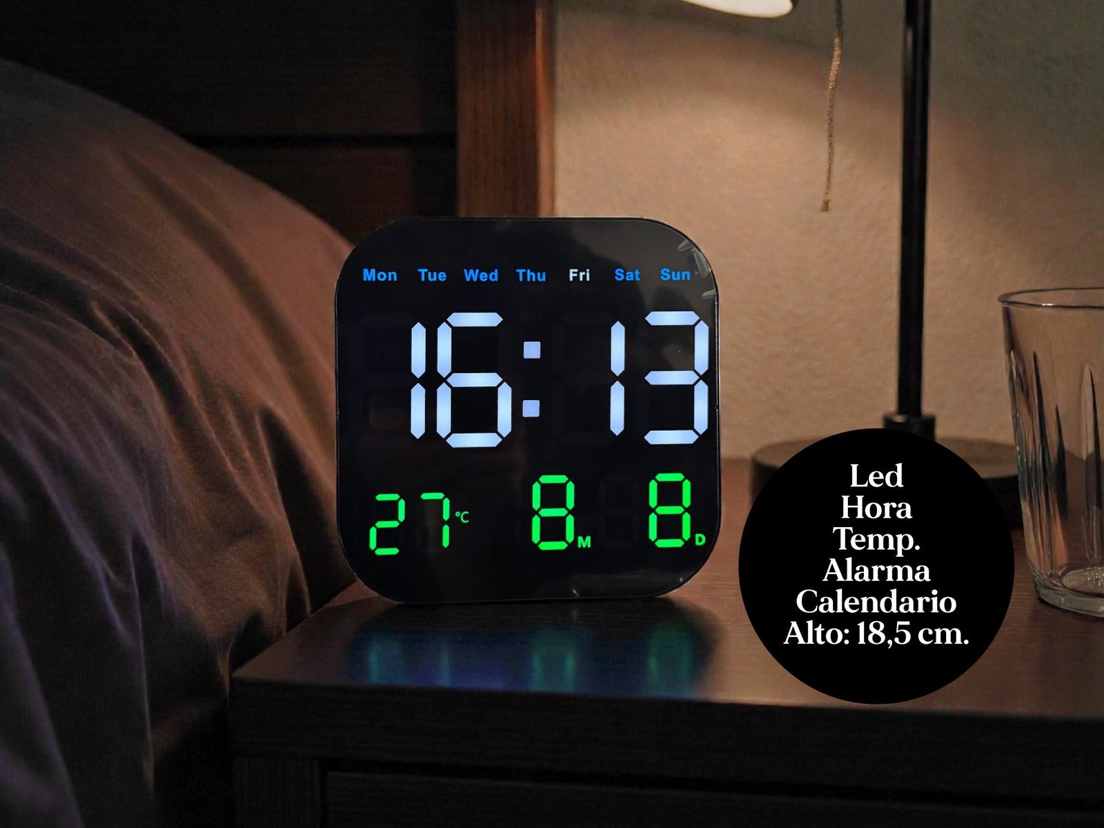 793E - Reloj de pared LED 18.5cm USB