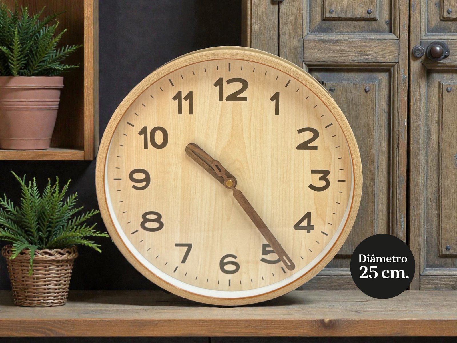 793L - Reloj simil madera 25cm