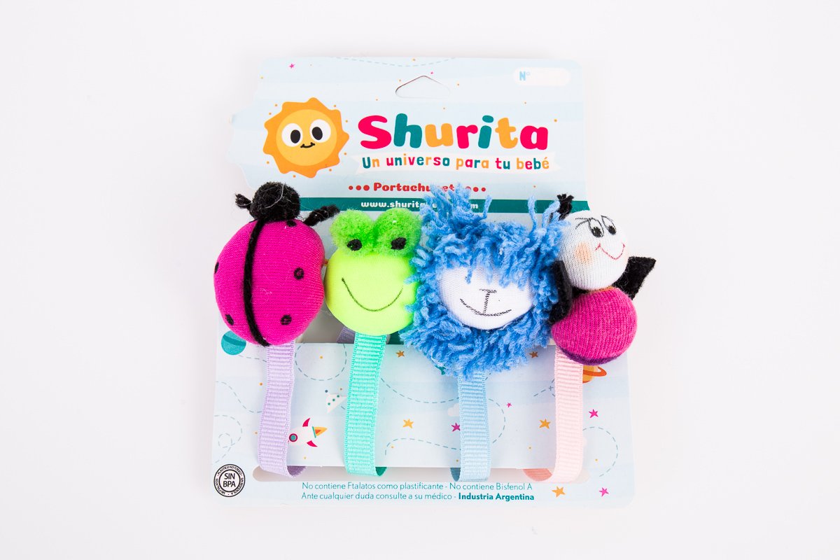 115 - Portachupete peluche pastel por 4 unidades