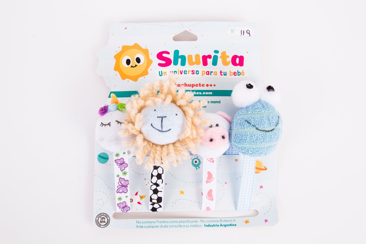 119 - Portachupete con cinta decorada con peluche por 4 unidades