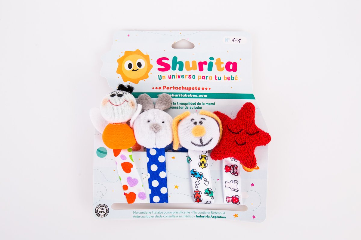 121 - Portachupete con cinta ancha con peluche por 4 unidades