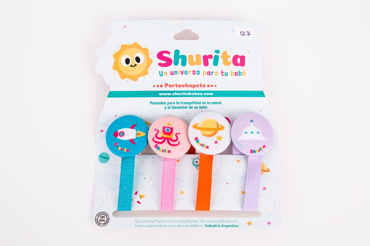127 - Portachupete con prendedor Shurita sublimado por 4 unidades